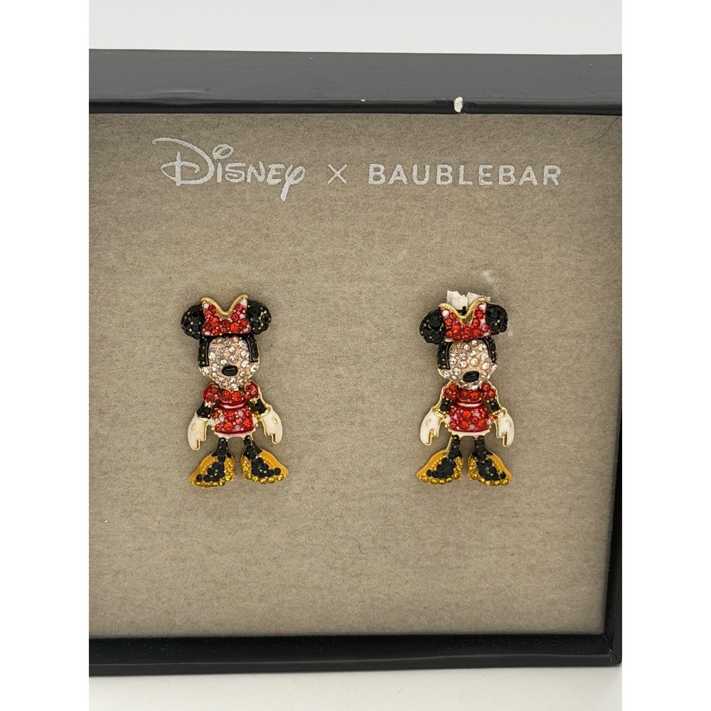 Disney x BaubleBar Minnie Mouse Full Body Dangling Rhinestone Earrings NIB